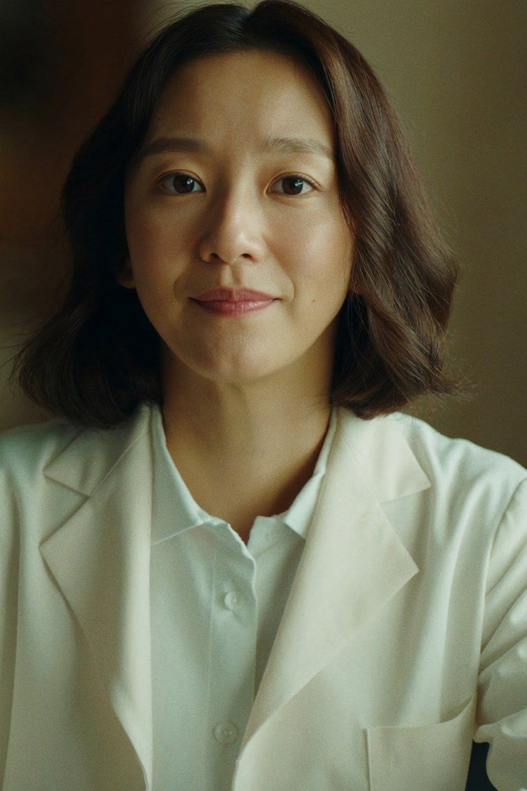 김민아 진료원장 — 흰 진료 가운을 입은 한의사